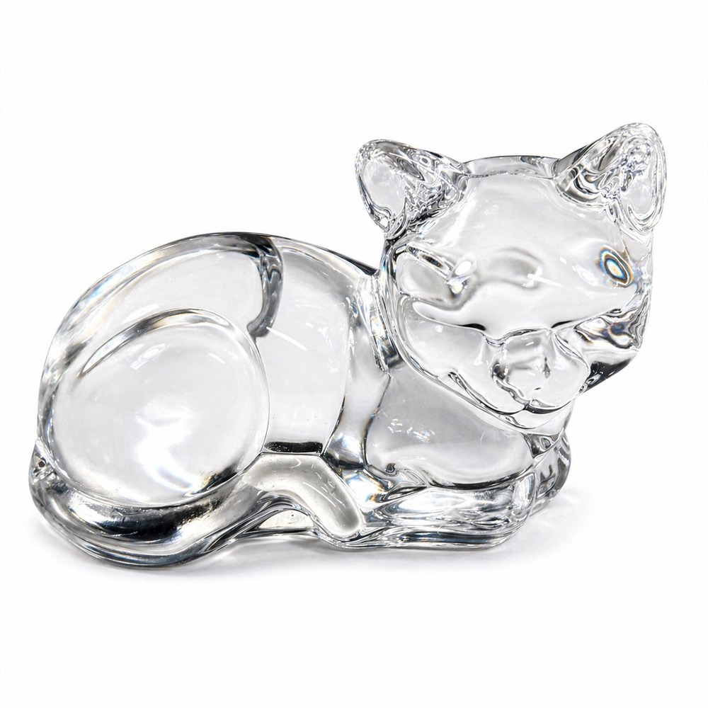 Princess House Pets Crystal Cat Figurine 24% Lead Crystal Germany Kitten 3 Inch
